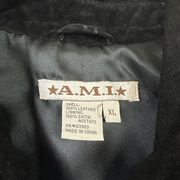 AMI Womens Vintage Y2k Suede Vest Size XL Black Zip Up Western Leather - Picture 5 of 9